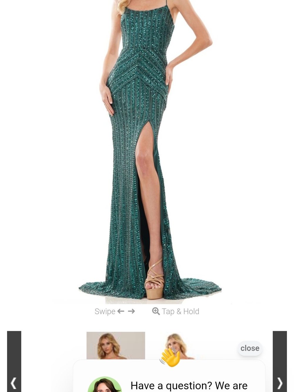 Emerald Green Sequin Spaghetti-Strap Prom Gown